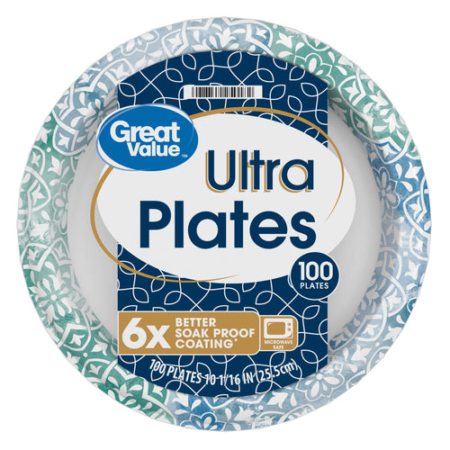 Ultra Paper Dinner Plates, 10 1/16", 100 Count