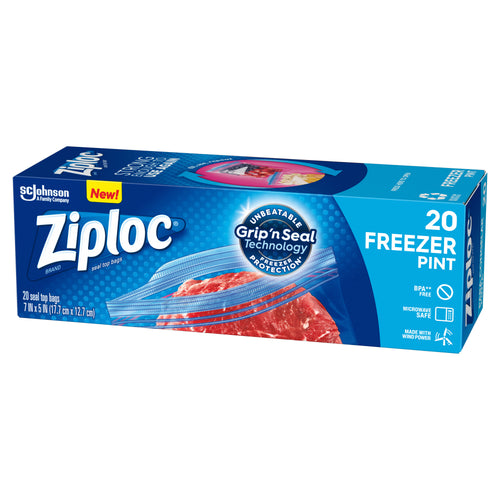 Freezer Pint Bags with Grip 'n Seal Technology, 20 Count